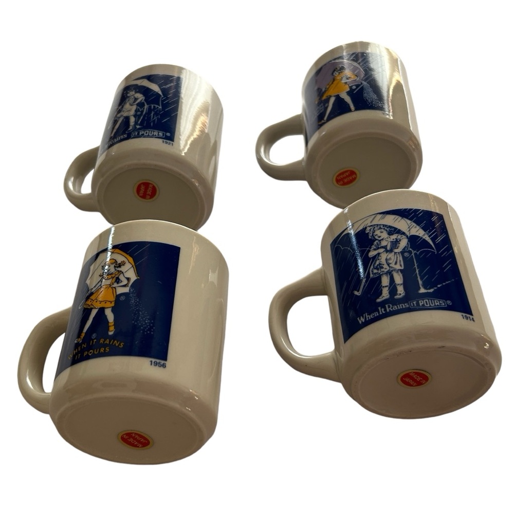 Vintage When it Rains It Pours Morton Salt Girl 1914 1921 1956 1968 Coffee Mugs - Picture 6 of 13